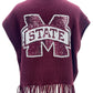 Queen of Sparkles Maroon Hail State Fringe Sweater Vest