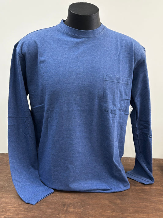 Long Sleeve Pocket Tee - Indigo Heather