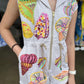 Queen of Sparkles Tan Stripe Multi Shell Romper