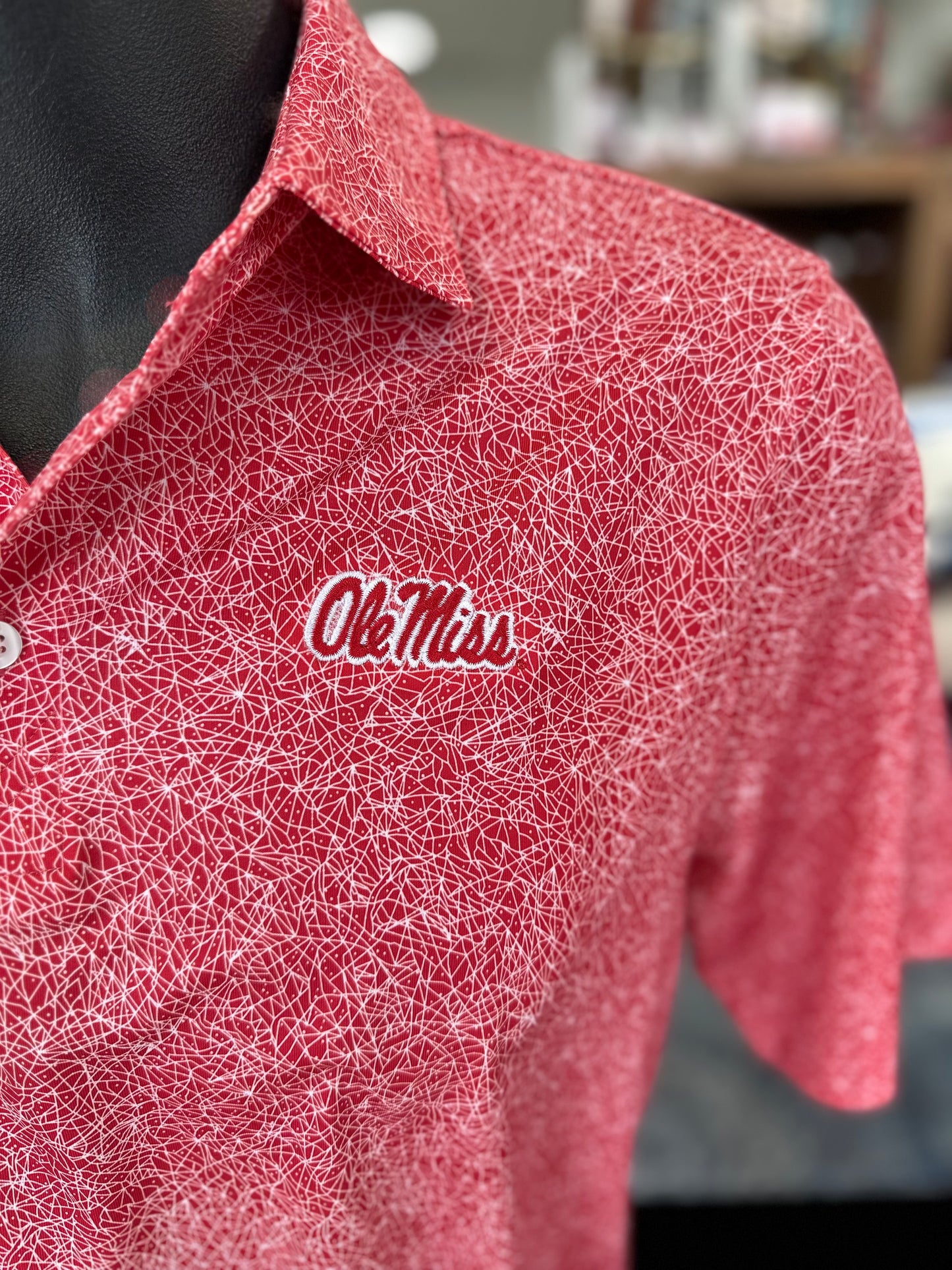Ole Miss Red Constellation Print Polo