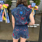 Queen of Sparkles Denim Groovy Star Romper