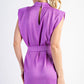 Lavender Shoulder Pad Satin Dress