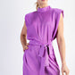 Lavender Shoulder Pad Satin Dress
