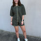 Olive Stripe Short SET