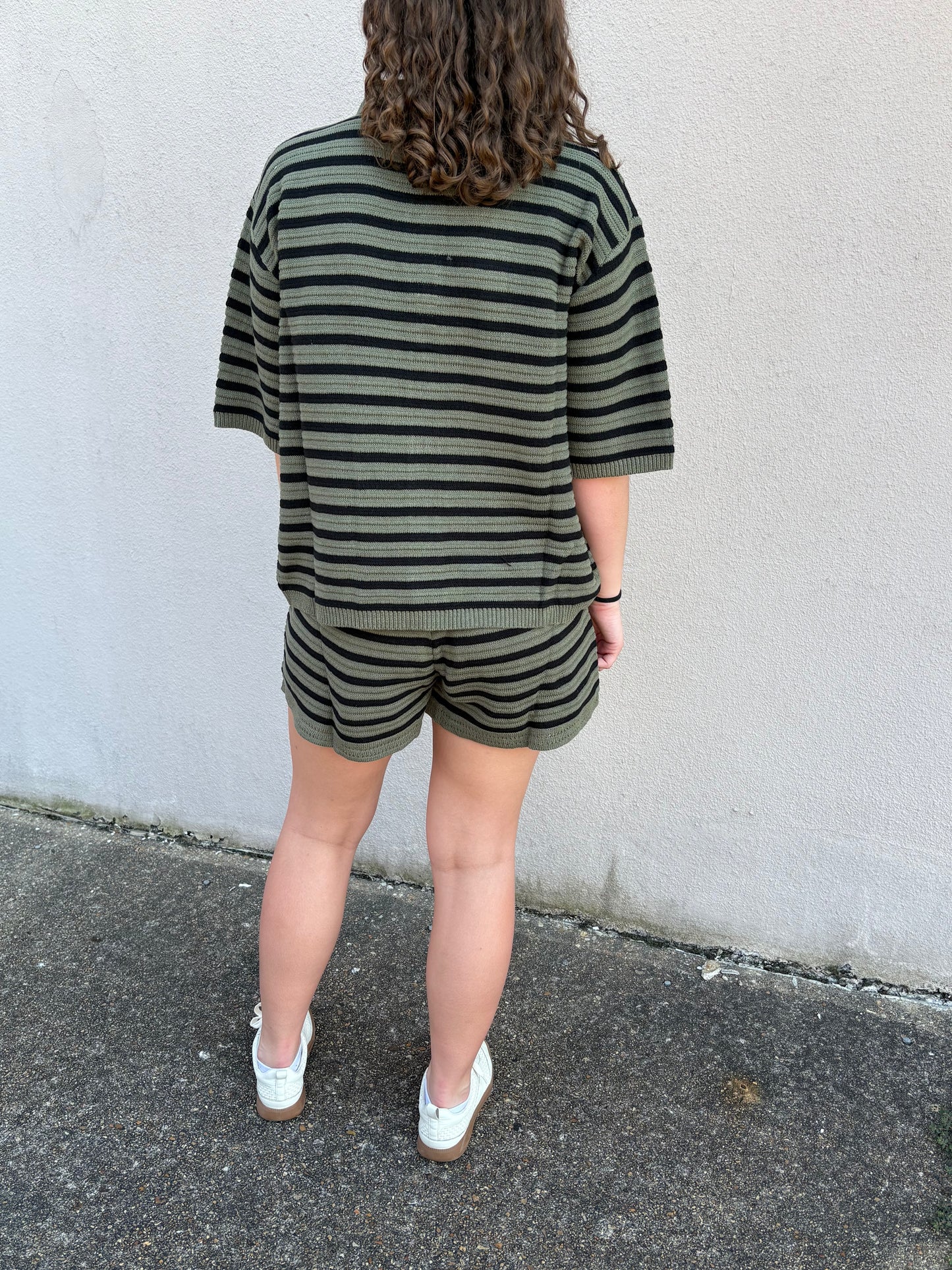 Olive Stripe Short SET