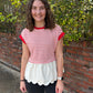Red Stripe Scallop Top