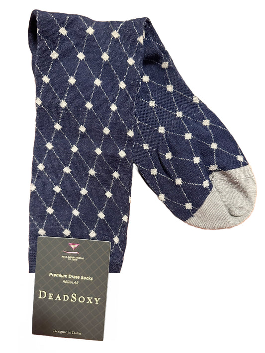 Navy Diamond Merino Dress Sock