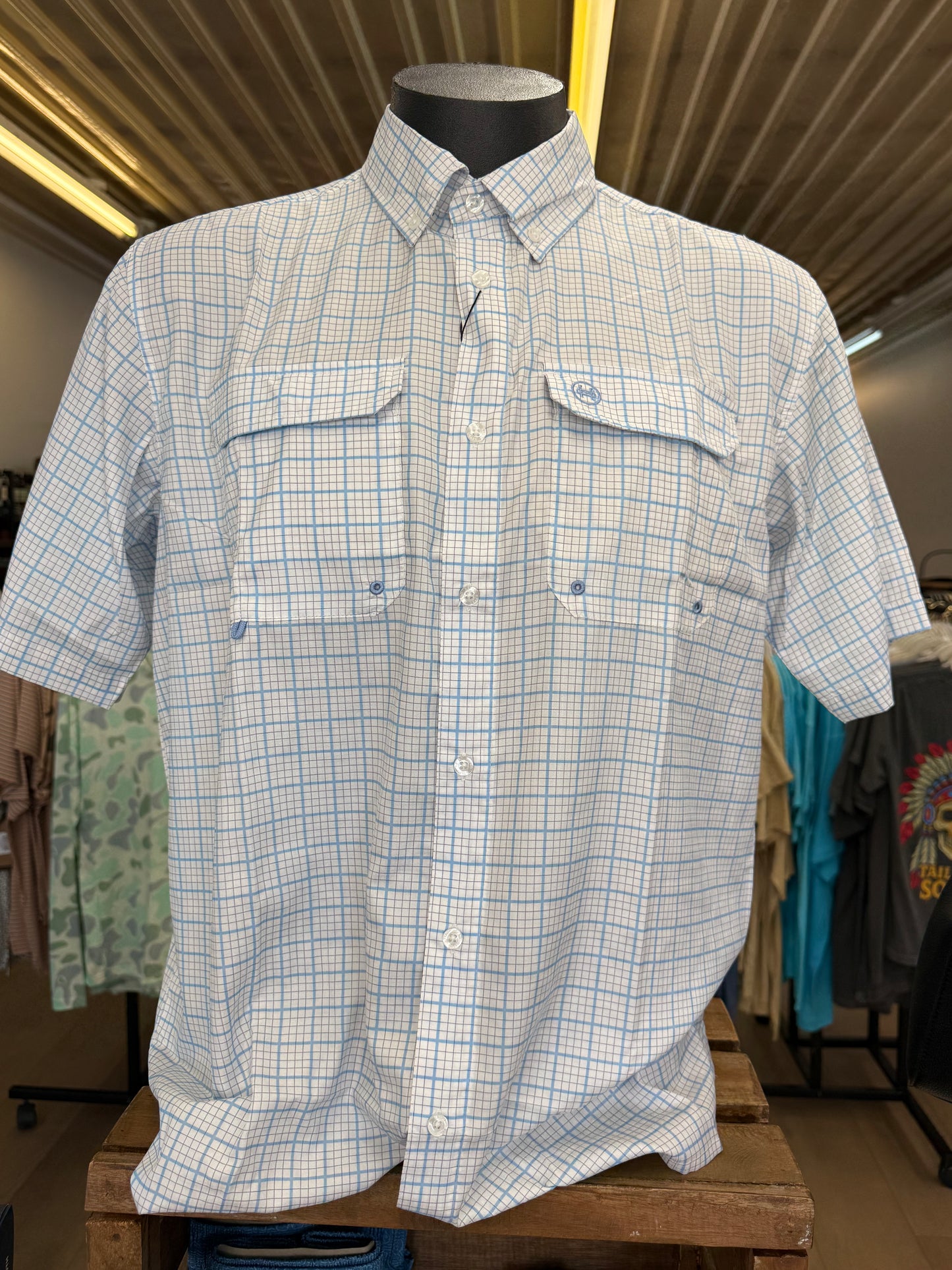 The Beaufort Short Sleeve: White Blue/Plaid