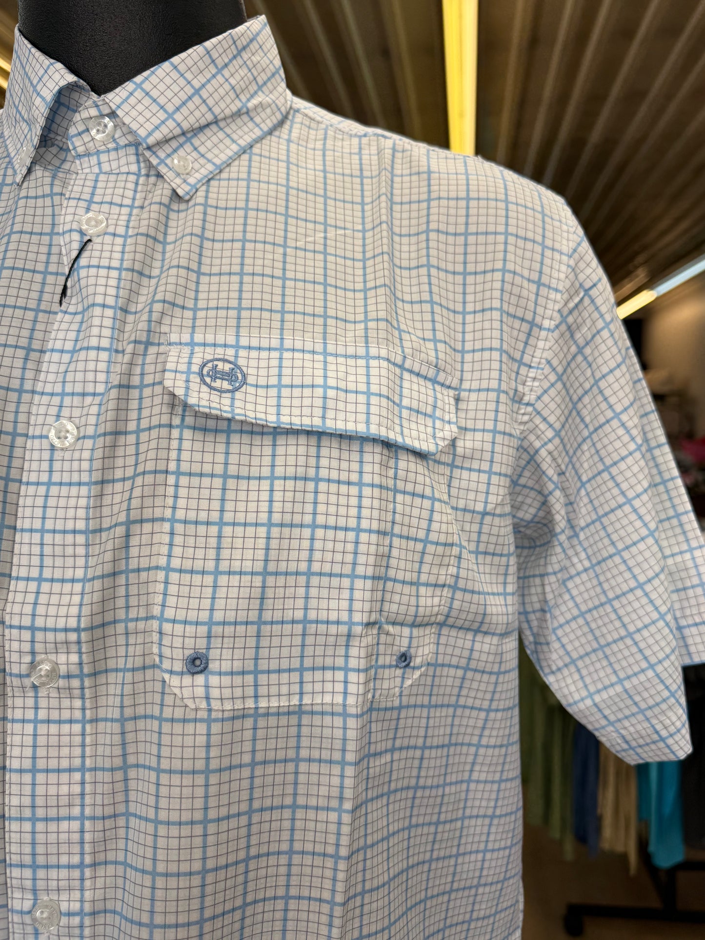 The Beaufort Short Sleeve: White Blue/Plaid