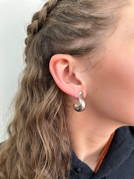 Silver Long Hoop Earrings