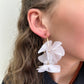 White Flower Hoop Earrings