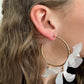 White Flower Hoop Earrings