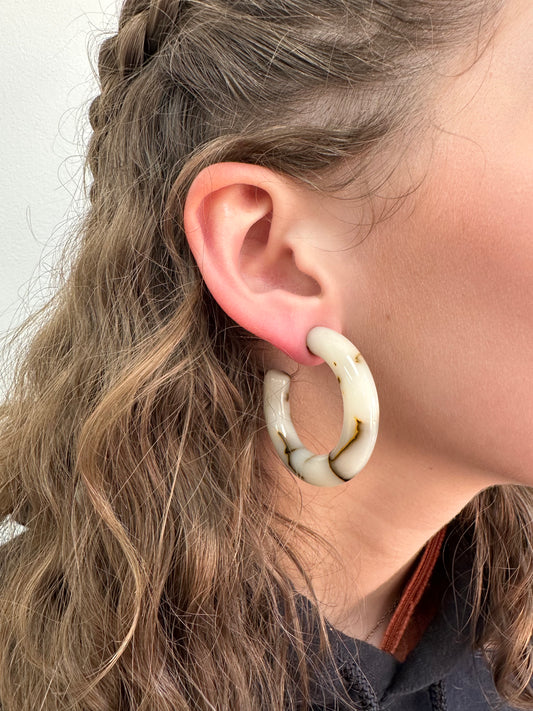 Brown/Clear Hoop Earrings
