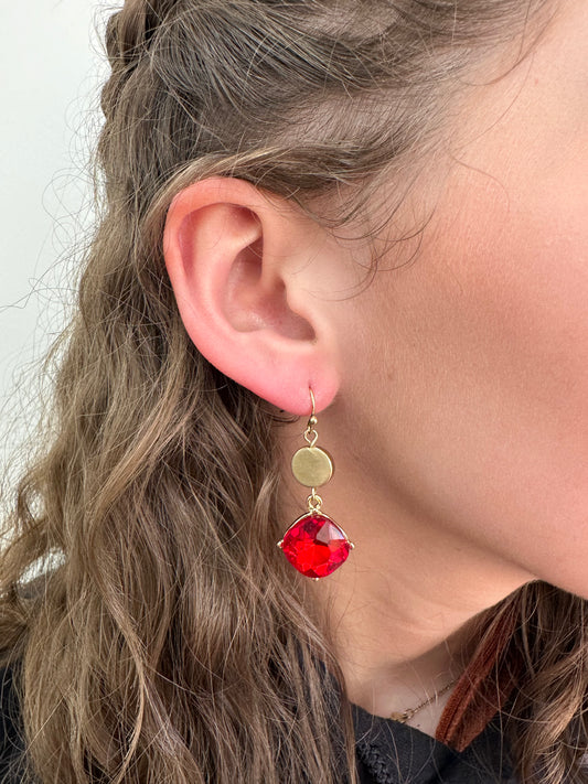 Ruby Crystal Earrings
