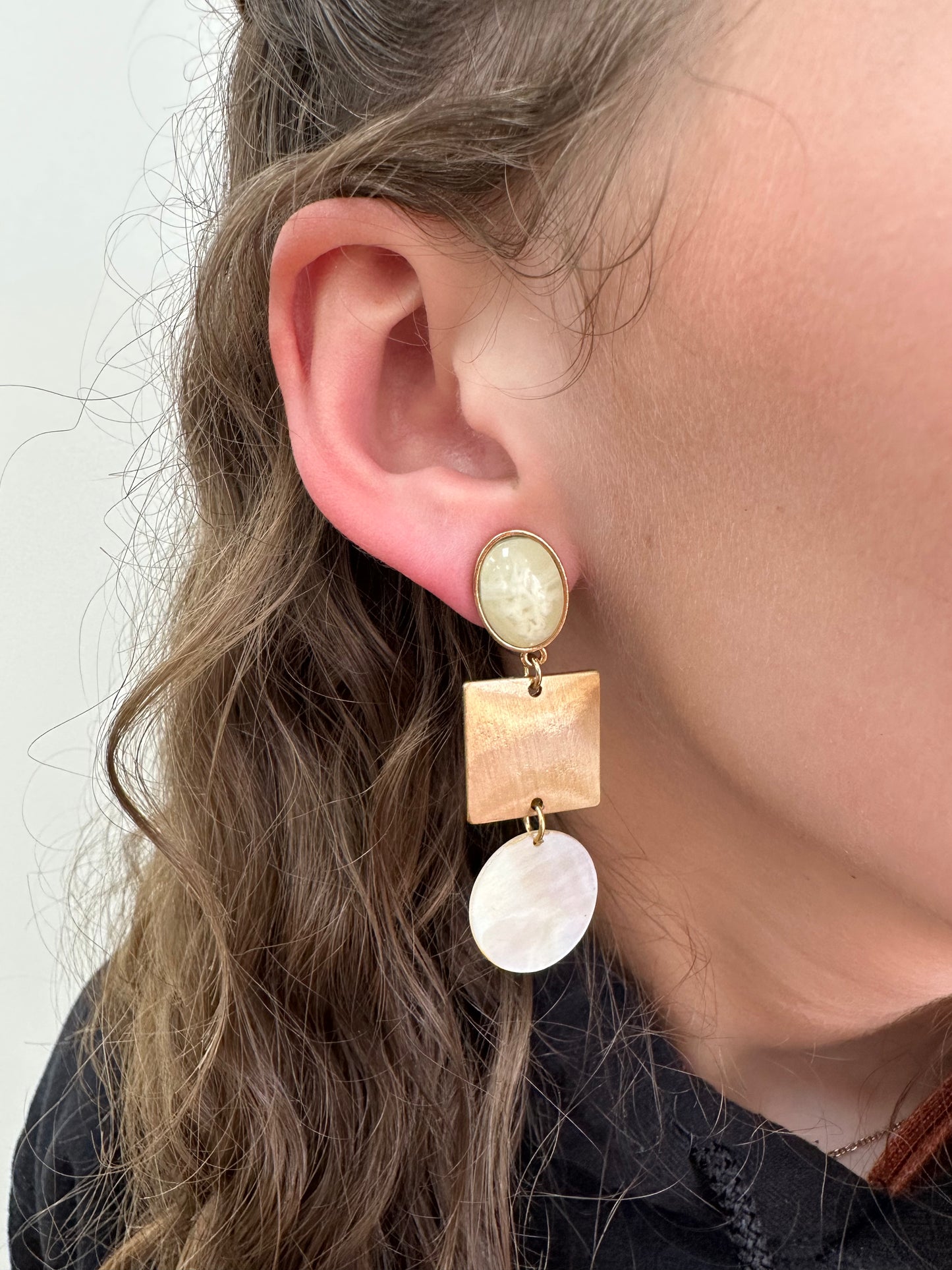 White and Gold Earrings