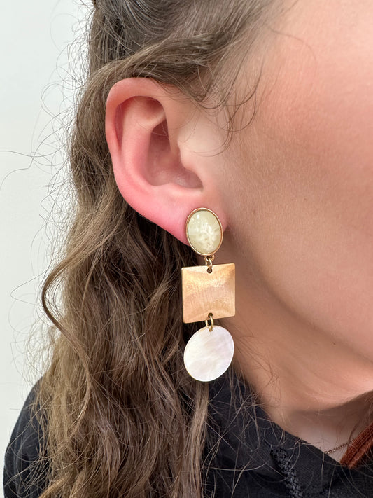 White and Gold Earrings