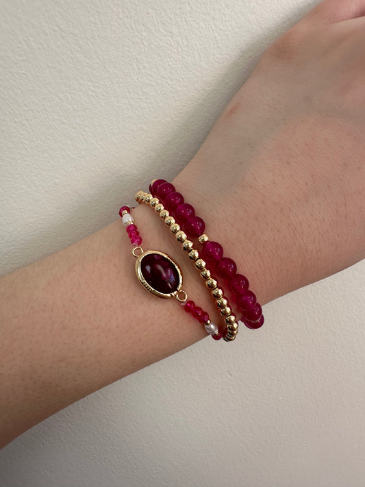 Pink and Gold Bracelet Set of 3