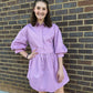 Lilac Puff Sleeve Shirt Dress