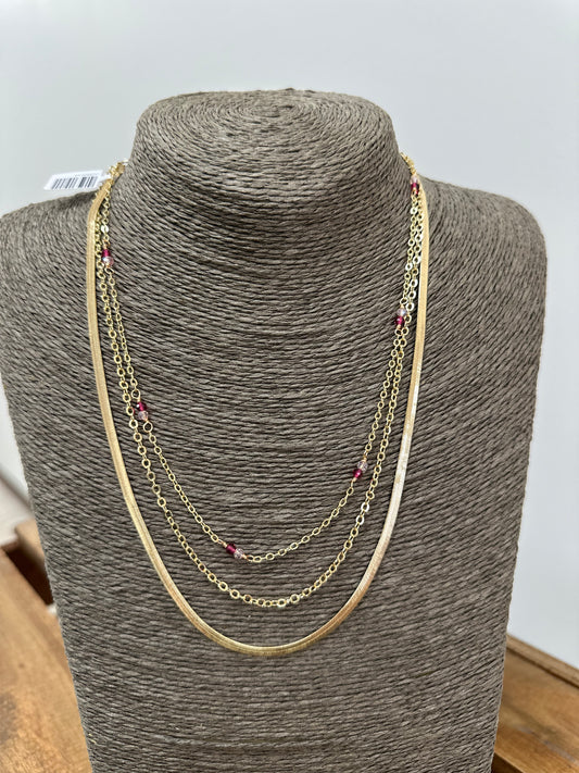Triple Gold Layered Necklace