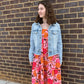 Pink Flower Midi Dress