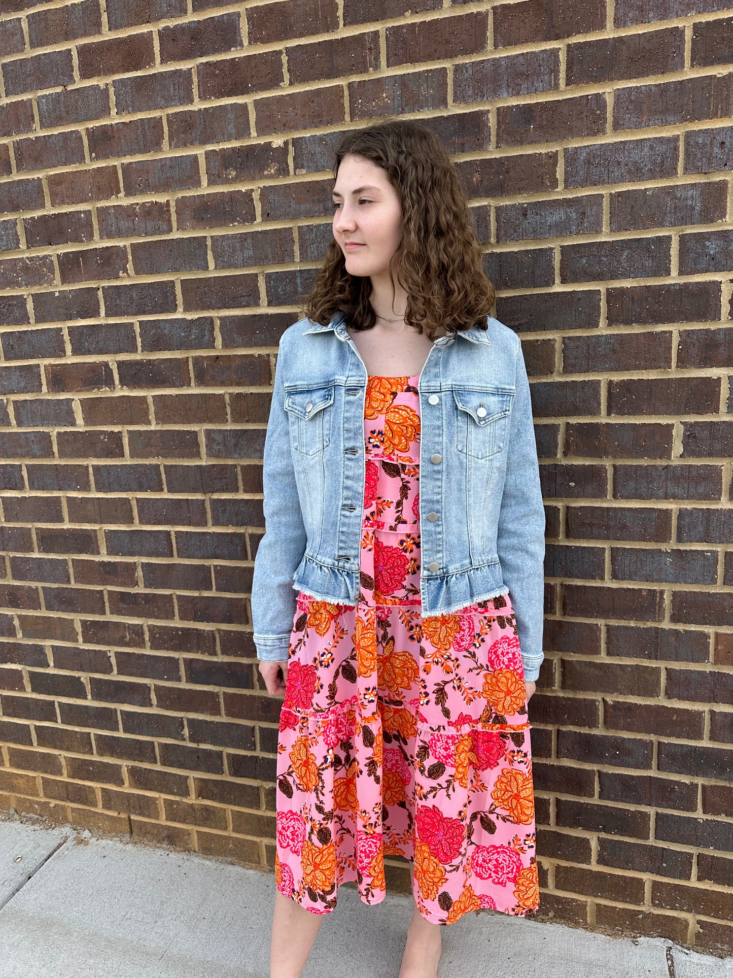 Pink Flower Midi Dress