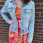 Ruffle Bottom Denim Jacket