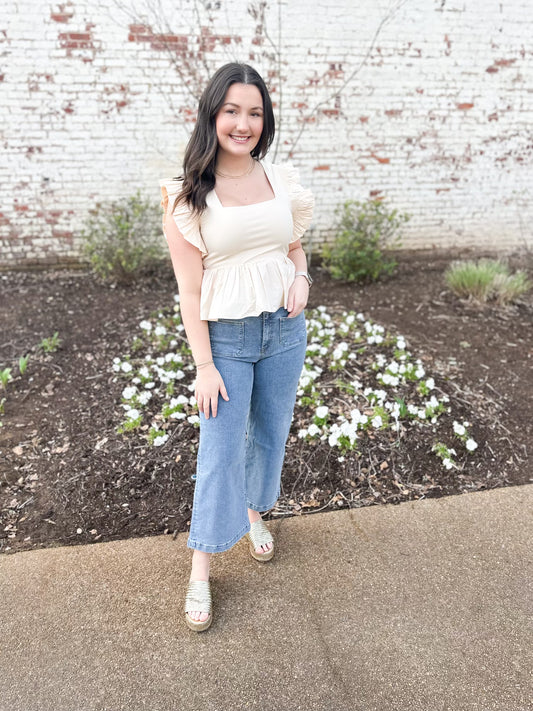 Square Neckline Ruffled Top