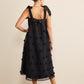 Shoulder Tie Black Midi Dress