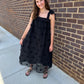 Shoulder Tie Black Midi Dress
