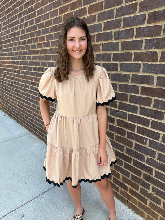 Cream Tiered MIni Dress