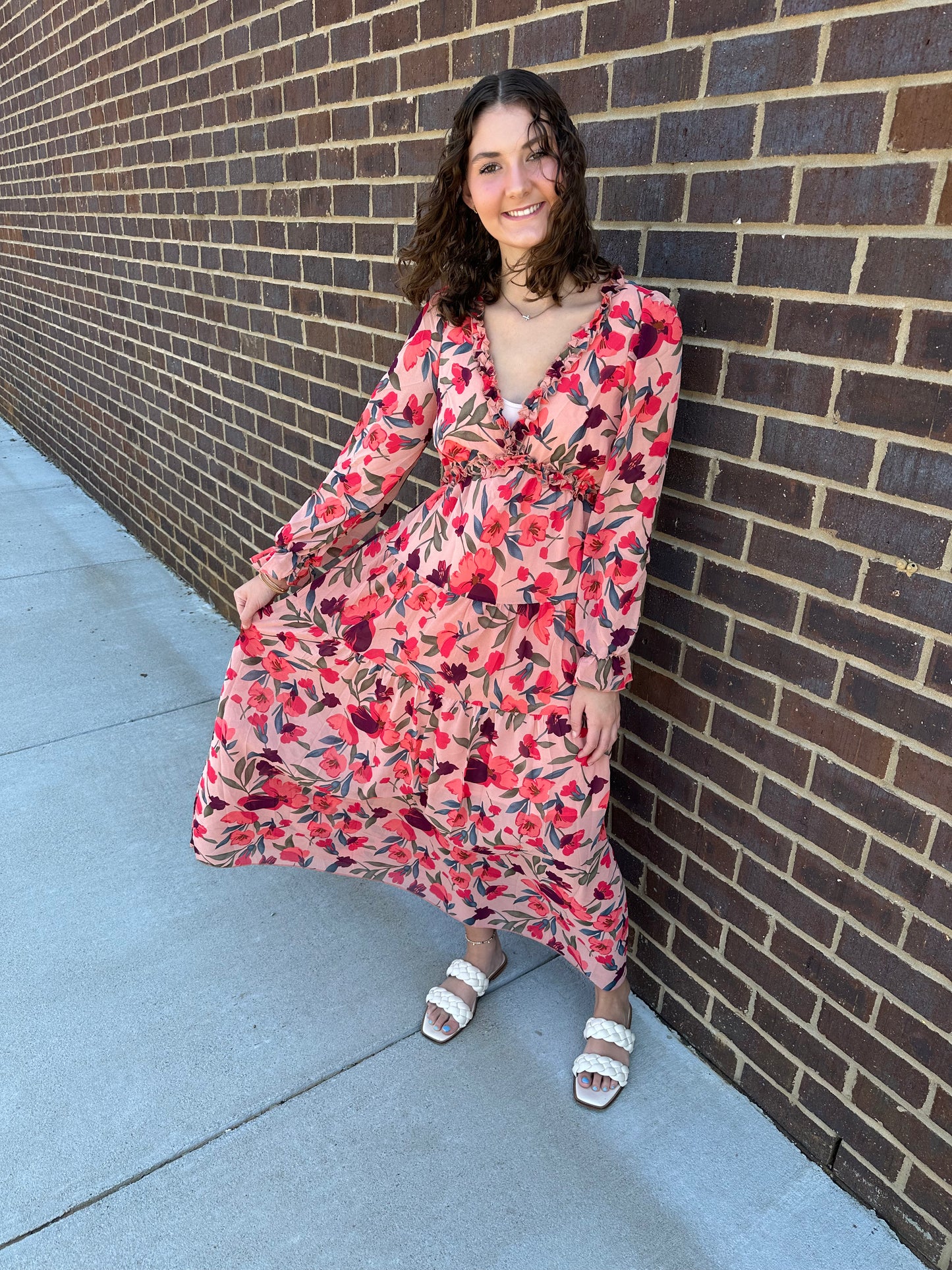 Pink Floral Maxi Dress