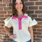 Cream/Olive French Terry Top
