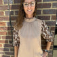 Paisley Sleeve Taupe Suede Top