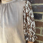 Paisley Sleeve Taupe Suede Top