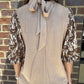 Paisley Sleeve Taupe Suede Top