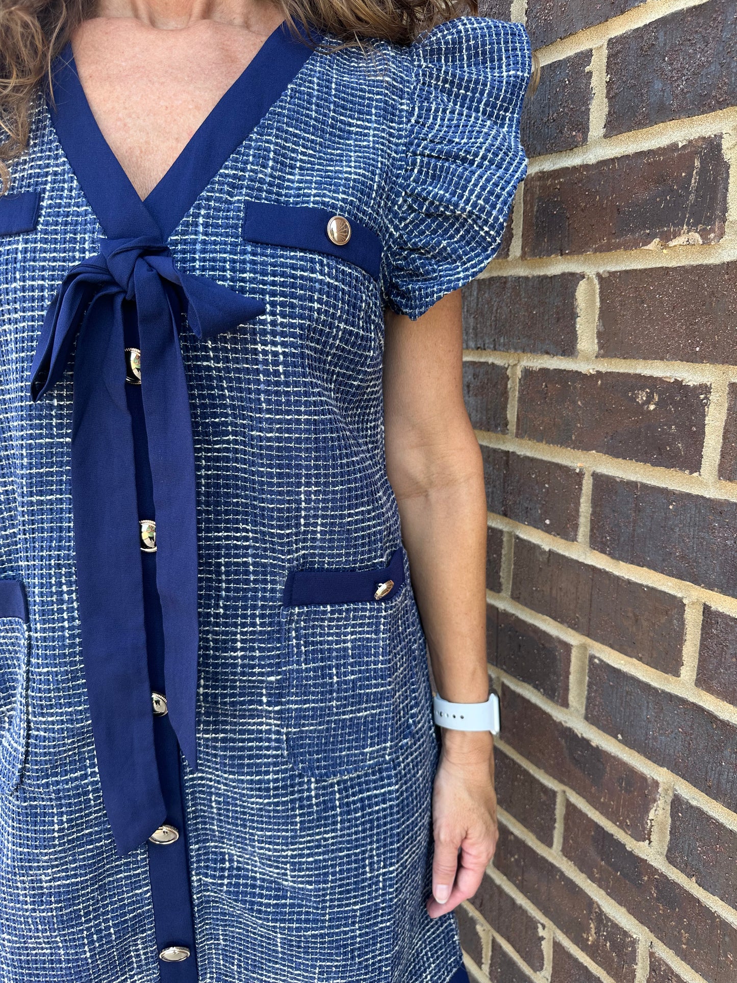 Navy Tweed Mini Dress