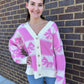 Pink Checkered Bow Cardigan