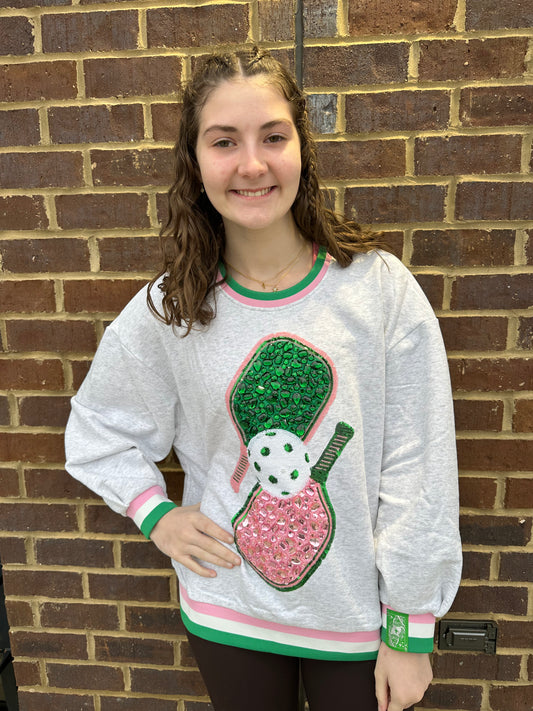 Queen of Sparkles Jeweled Pickle Ball Sweatshirt
