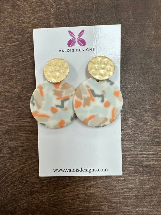 Round Boho Clay Earrings