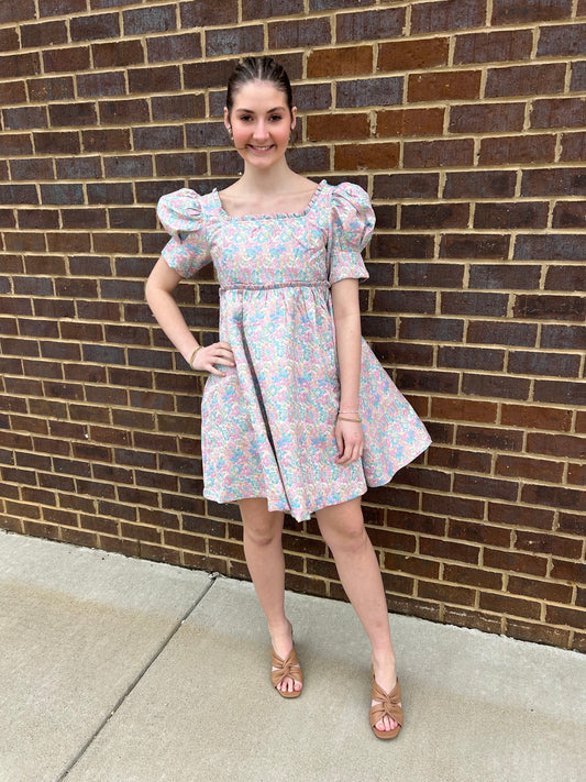 Floral Embroidered Pastel Dress