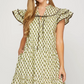 Cream Floral Ruffle Sleeve Dress