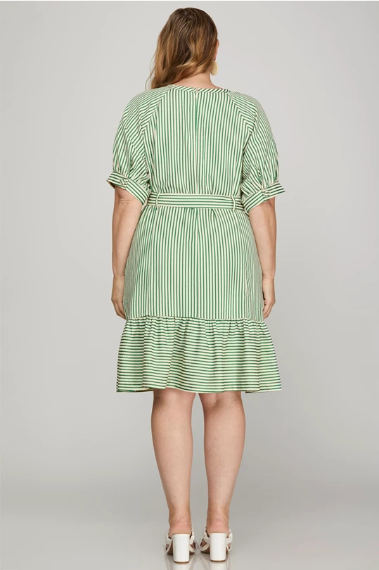 Curvy Green Striped Dress
