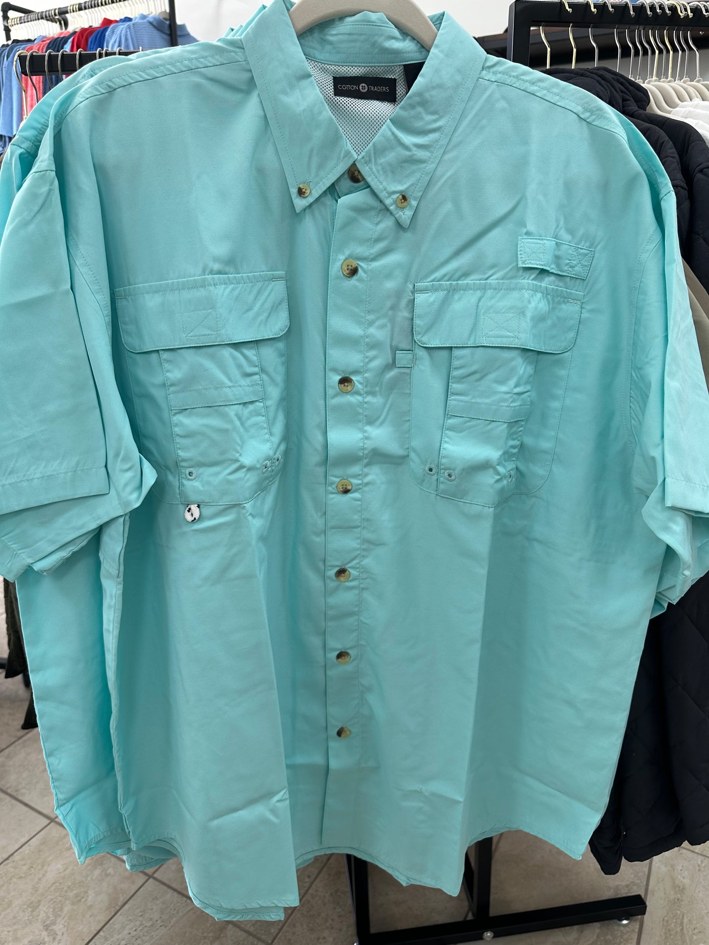 Turquoise Button-up Fishing Top