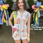 Queen of Sparkles Tan Stripe Multi Shell Romper