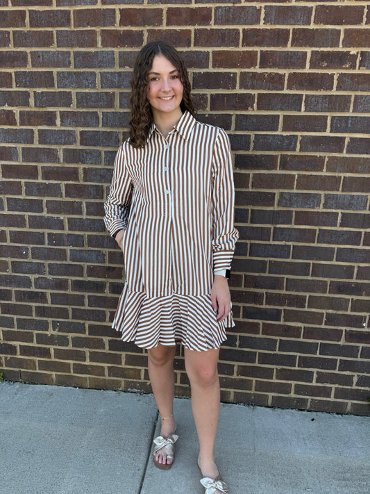 Brown Striped Dress