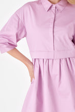 Lilac Puff Sleeve Shirt Dress