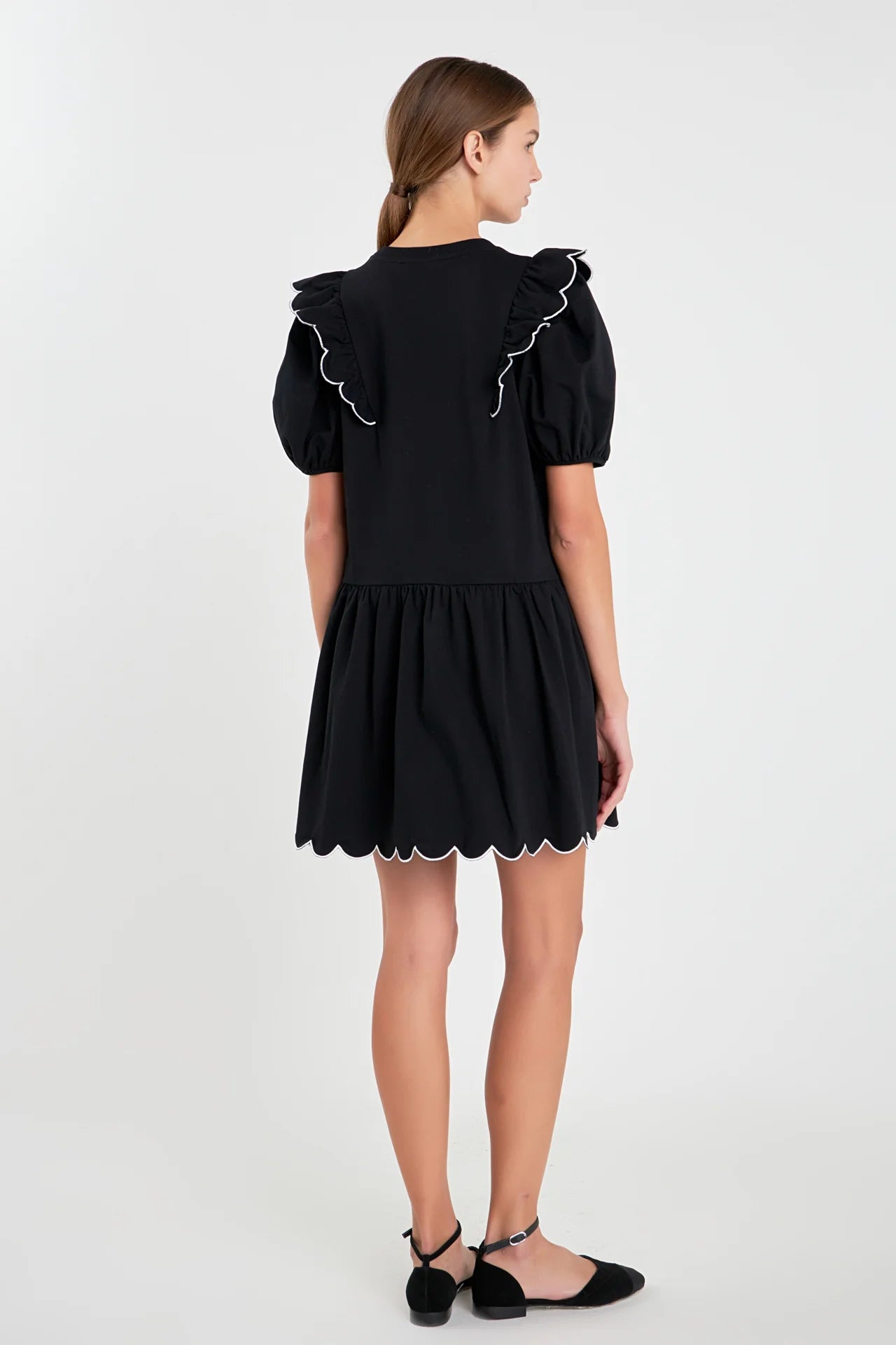Scallop Edge Knit Mini Dress