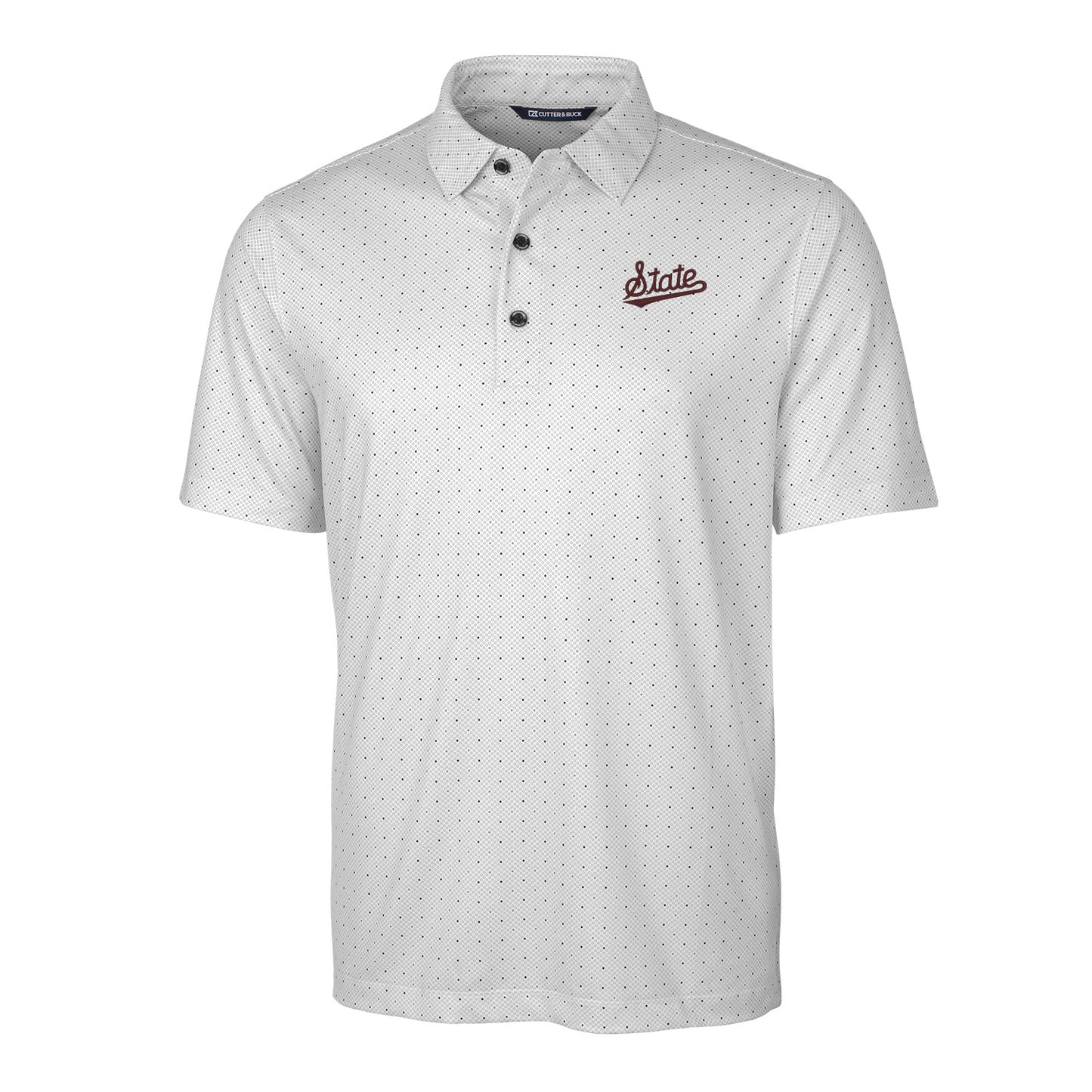State Script Double Dot Grey Print Polo