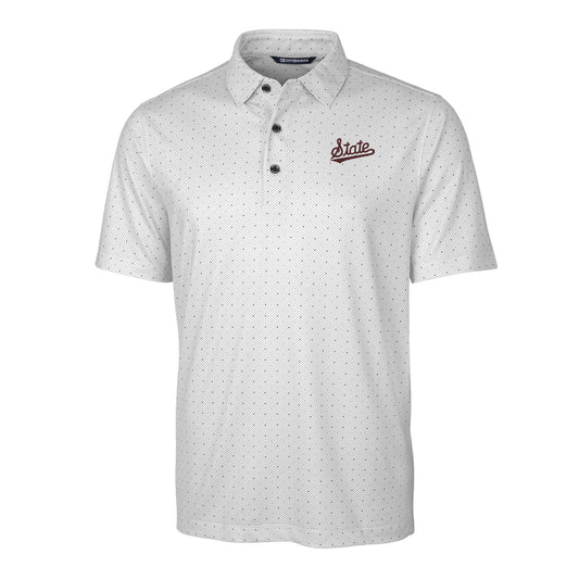 State Script Double Dot Grey Print Polo