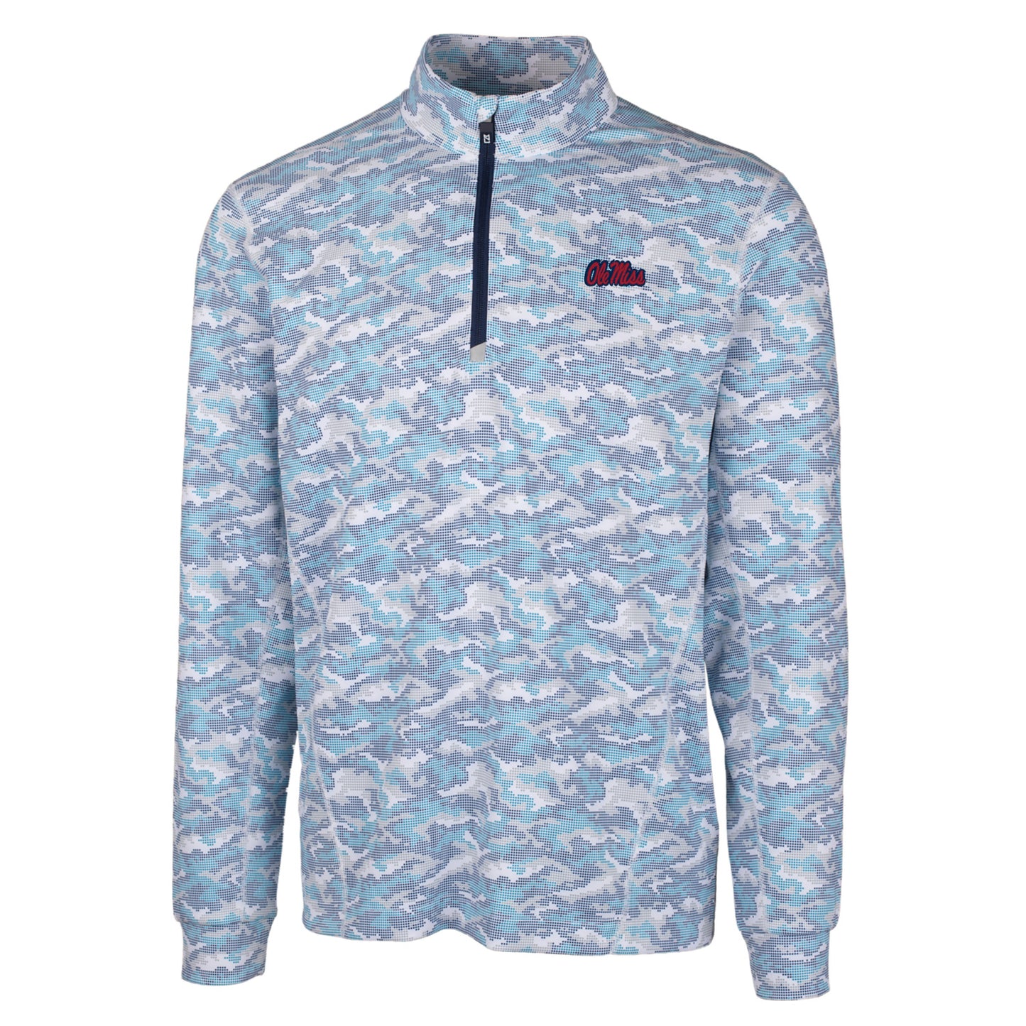 Ole Miss Blue Digital Camo Quarter Zip